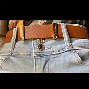 Calvin Klein light brown and gold belt, size 2